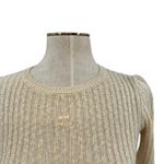 Courreges Vintage Sweater Short Sleeve Ribbed Knit Logo Beige Cream Size 0 XS Yellow Photo 2