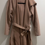 ZARA  Basic Hooded Faux Suede Belted Trench Coat - Pale Pink/Tan - Small Photo 0