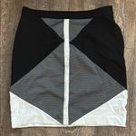 Ann Taylor ANN TAYLOR Size 12 Black Ivory Color Block Stretch Ponte Knit Pencil Skirt Photo 0