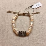 Free People Adjustable Cream & Brown Stone Beaded Bracelet Photo 2