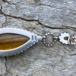 Sterling Silver 925 Tiger’s Eye Dangle Teardrop Earrings Photo 2