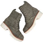 MIA  Womens Olive Green Perforated‎ Lace Up Ankle Boots Lug Heel Side Zip 6.5 NEW Photo 0