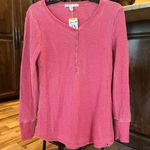 Seven7 Henley Washed Out Vintage Berry Waffle Shirt Comfy Womens New Photo 10