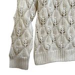Roy Roger’s Cream Wool Pointelle Fisherman Open Knit Crewneck Sweater Size Small Photo 1