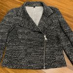 EXPRESS  Moto Jacket Womens XS Black‎ White Textured Knit Full Zip Asymmetrical Photo 1
