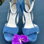 ZARA Women’s Blue Suede Platform Ankle Strap High Heels US 37 Open Toe Pumps Photo 2