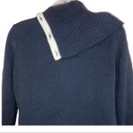 Banana Republic  Nautical Ribbed Navy Longsleeve Button Cowl Turtleneck Sweater-S Photo 3