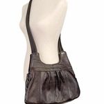 Vintage Pebbled Leather Crossbody Bag Espresso Brown 70s Boho Bohemian Purse Photo 2