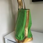 Lauren Ralph Lauren Green and Gold Summer Canvas Tote Photo 4