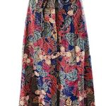 Vintage Sanibel Sport 70s Navy Floral Seamed Cotton Midi Skirt Size XL Photo 0