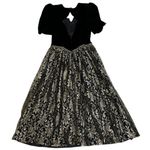 Scott McClintock Vintage Black Velvet & Gold Lace Party Dress Size 8 Photo 10