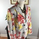Requirements  Women’s White Quilted Floral Print Full Zip Jacket Blazer Size 14 Photo 5