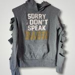Grey Cut Out Sleeve Hoodie Gray Size M Photo 0
