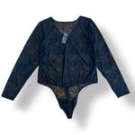 Anthropologie By  NWT Black Deep V-Neck Lace Bodysuit‎ Size 1X Boho, Indie Photo 5