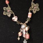 Rare Find Pink Bliss Hearts/Flowers Silver Tone Pink/Black Beads Choker Necklace Photo 1