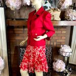 Julian Taylor   RED 1990'S FOLIATE PRINT CHIFFON SKIRT W/RED BLAZER SET (14) Photo 4