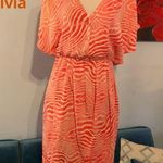Alice + Olivia  Dress Womens Zebra Tangerine Silk Cap Sleeve XS X-Small Photo 1