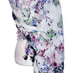 Kitara Purple and White Floral Print Wrap Scarf with Tassels NWT One Size Photo 0