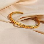 Boutique NEW Solid 18k Gold Filled Rainbow Star Cuff Adjustable Stacking‎ Bracelet Photo 2