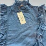 Elan NWT  Denim Ruffle Sleeve Top Size Large Photo 7