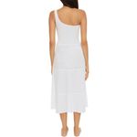 Becca  Swim White Ponza Smocked One Shoulder Dress Sz L NWT Photo 9