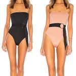 KYA SWIM Havana Reversible Strapless One Piece Bathing Suit Swim Black Tan Rose Size M Photo 1