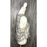 Vintage Silk Exchange Plaid Vest Women's Medium‎ Cream/Blue Button Photo 1