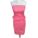Lilly Pulitzer  - Hot Pink Gingham Strapless Bodycon Dress w/ Ruffles Size 0 Photo 1