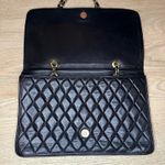 Vintage Jeunesse Quilted Black Leather Purse Clutch Gold Chain Strap Photo 2