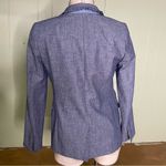 J.Crew  Regent Blazer Jacket Chambray Denim Ruffles‎ Academia Career Office Sz 0 Photo 5