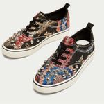ZARA  Studded Jacquard Floral Sneakers EU 36 US 6 Statement Shoes Photo 14