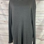 T Tahari Tahari Striped Rib Knit Shirt Women L Crew Neck Long Sleeves Stretch Gray Black Photo 0