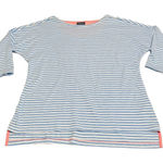 Columbia  PFG blue and white‎ stripe 3/4 sleeve womens medium shirt Photo 0