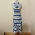 MINKPINK Paige blue tan striped halter ribbed knit a-line midi dress XL Photo 4