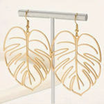None Monstera leaf earrings gold tone tropical beach vacation new Photo 0