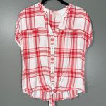 Como vintage  Women's Red & White Plaid Button Up Shirt - Size Small - Boxy Top Photo 0