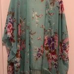Soul Young Floral Kimono Cover Up Fringe Bohemian Beach Swim Size OS Blue Size L Photo 2