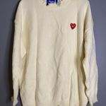 Aelfric Eden  White Heart Embroidered Distressed Crew Neck Sweater M NWT Photo 0