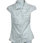 Princess Polly  Lyzbeth Ruched Button Up Top White Polka Dot Top size 4 Photo 3