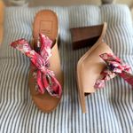 Dolce Vita Aleeya Red Floral Scarf Tie Leather Block Heel Peep Toe Sandals 8.5 Photo 1