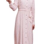 Gal Meets Glam GLAM MEETS GAL POLKA DOT LONG SLEEVE MIDI SHIRTDRESS IN LIGHT PINK SIZE 2 Photo 0