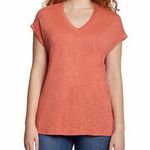 Jessica Simpson NWT Burnt Sienna Comfy V- Neck Short Sleeve Knit Top Photo 0