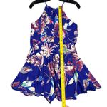 She & Sky NEW-  Royal Blue Tropical Floral Halter Romper - Size Small Photo 8