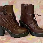 XOXO Burgundy Grunge fashion combat heeled boots (NEW) 10 Photo 3