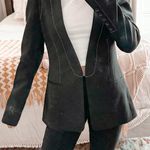 BCBGMAXAZRIA Black Blazer With White Stitching Photo 2