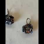 Vintage 80's Mother of Pearl Cluster Drop Earrings Black Photo 3