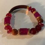 Beautiful Crystal bracelet with a leather closure Red Photo 0