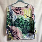 Talbots  Women’s Multicolor Floral Paisley Top Large Cotton/Spandex Blend Photo 4