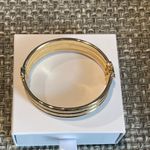 Adina Eden Solid Double Row Indented Bangle Bracelet, Gold Photo 3