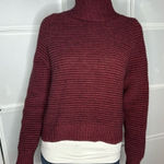 Madewell Side Button Ribbed Turtleneck Sweater in Heather Burgundy Cherry Size S Photo 0